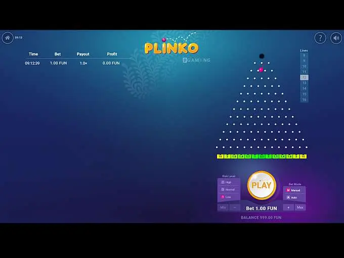 Plinko game gameplay screenshot by Spribe